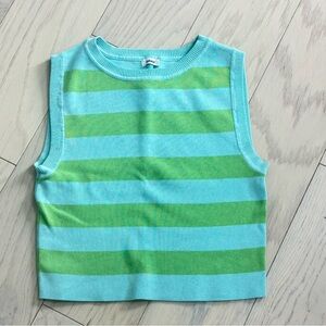 Garage Striped Green and Blue Crop - Size XS